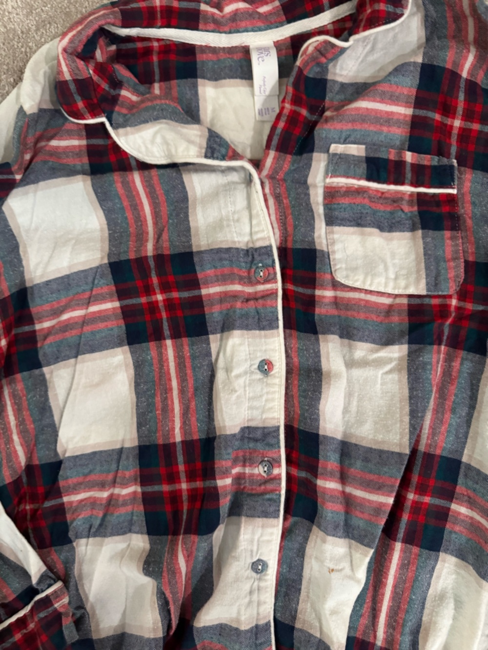 stars above Red White and Green Plaid Two-Piece Pajama Set - Picture 6 of 8